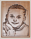 Sculpture d'un portrait en bois bas relief